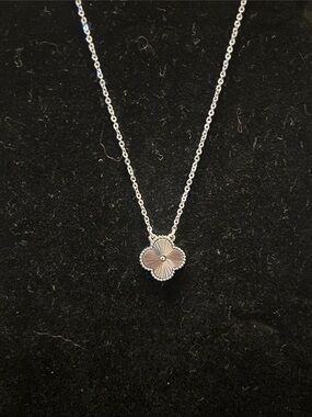 Silver Quatrafoil Pendant Necklace - Women’s Elegant Floral Charm
